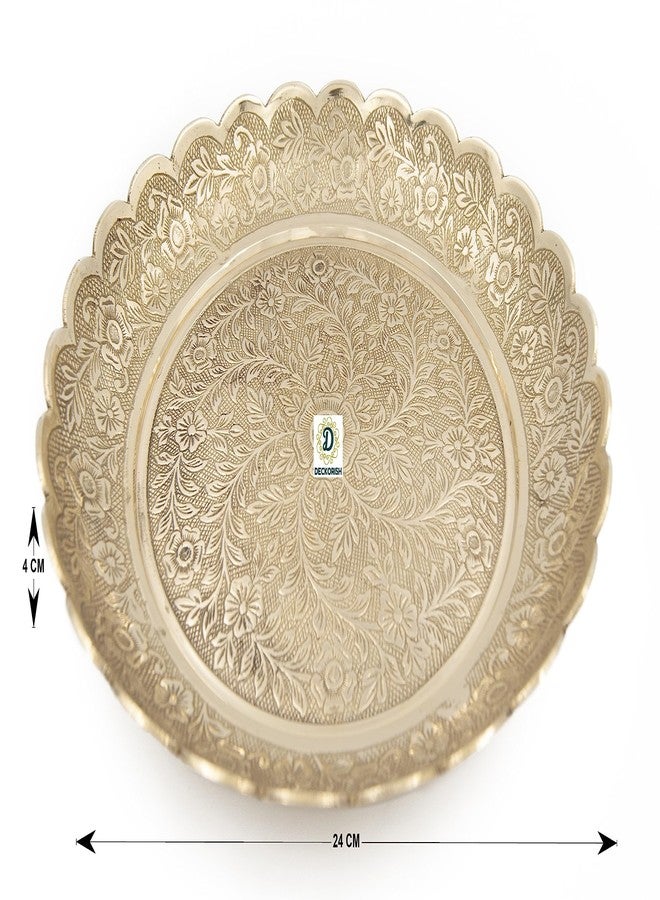 D DECKORISH Handcrafted Brass Plate | Traditional Indian Decorative Thali | Ideal for Pooja, Dining Table, Festive Display & Gifting | Durable, Elegant & Multi-Purpose - Image 2